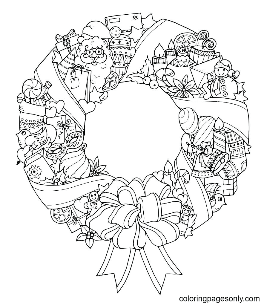 Christmas wreath coloring pages printable for free download