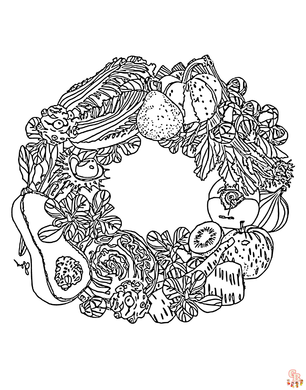 Printable wreath coloring pages free for kids and adults
