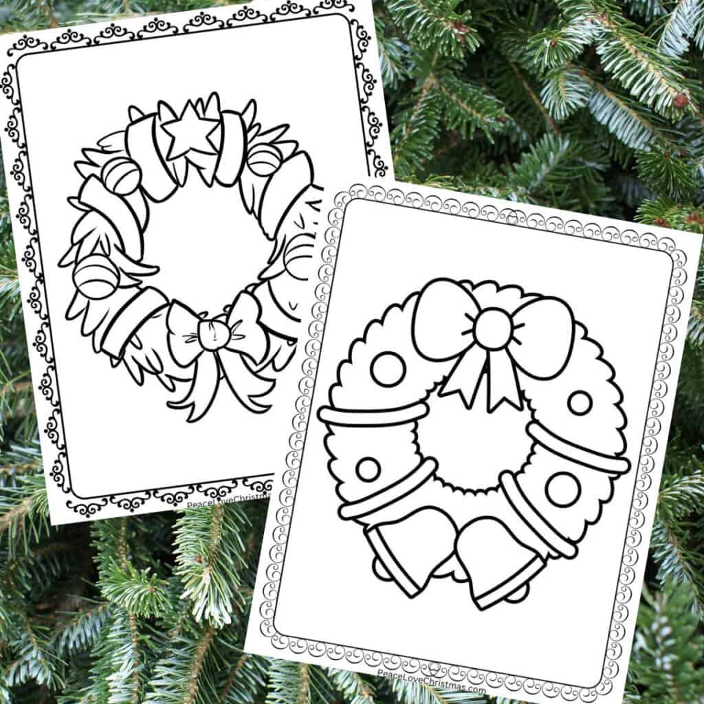 Christmas wreath coloring pages
