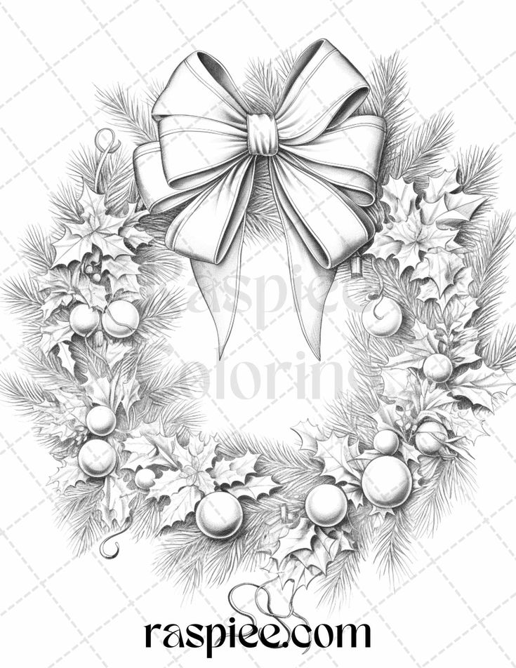 Christmas wreath grayscale coloring pages printable for adults pdf grayscale coloring coloring pages christmas coloring pages