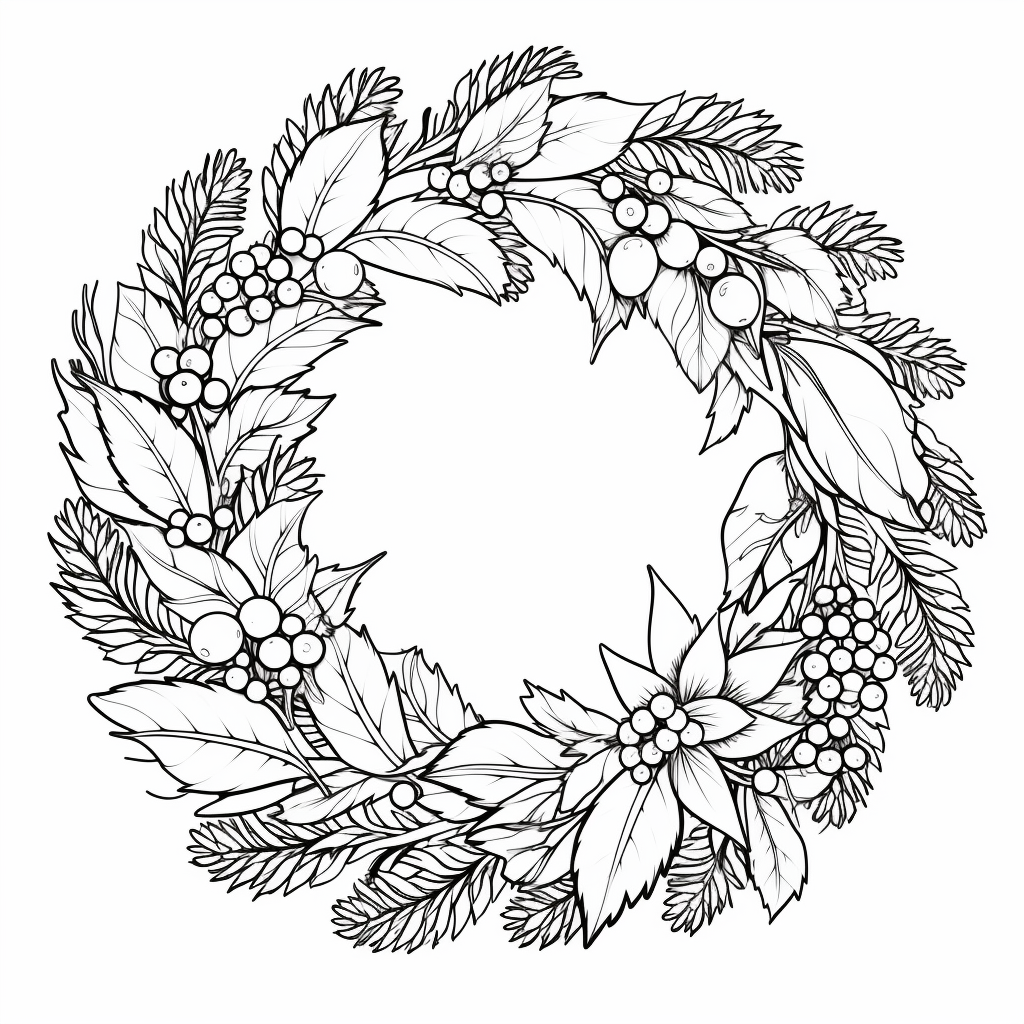 Christmas wreath coloring pages