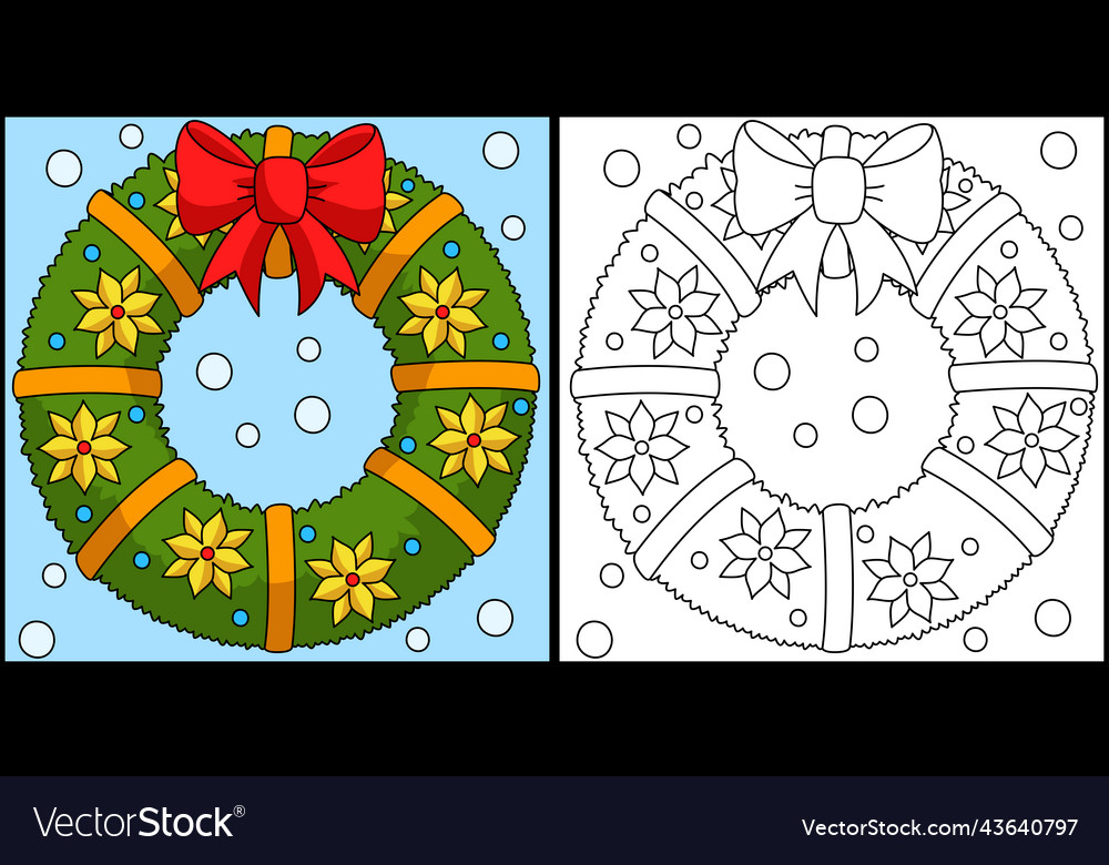 Christmas wreath coloring page royalty free vector image