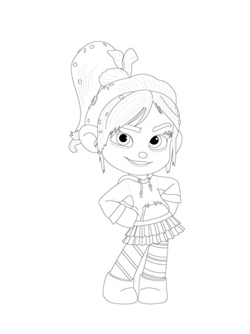 Vanellope is posing with her hands on her hips coloring page free printable coloring pages