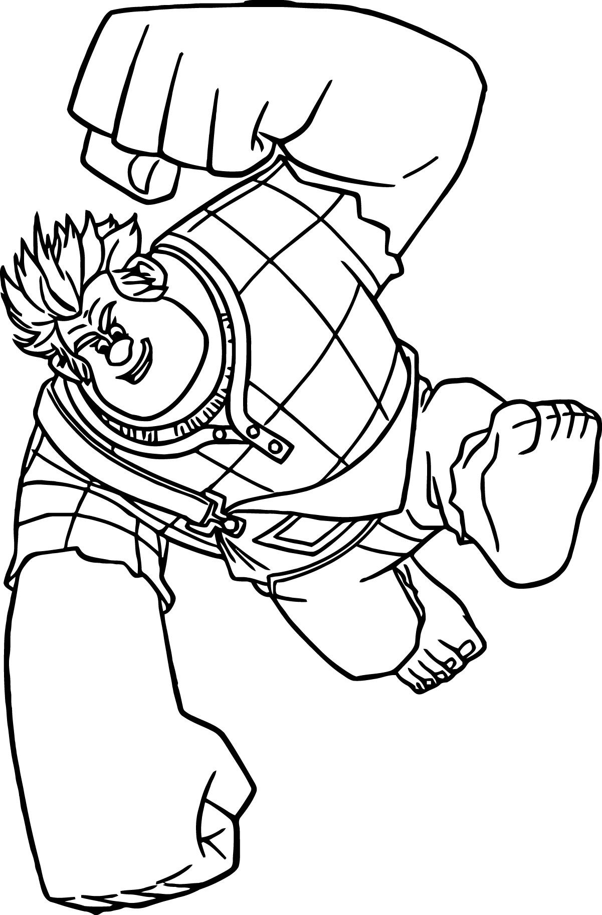 Wreck it ralph man character punch coloring page