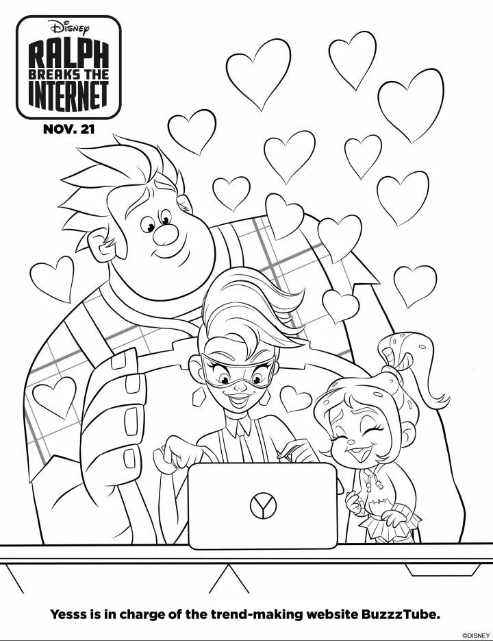 Free ralph breaks the internet printable coloring pages activity sheets