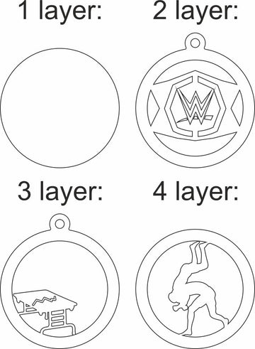 Wrestling multilayer svg ornament