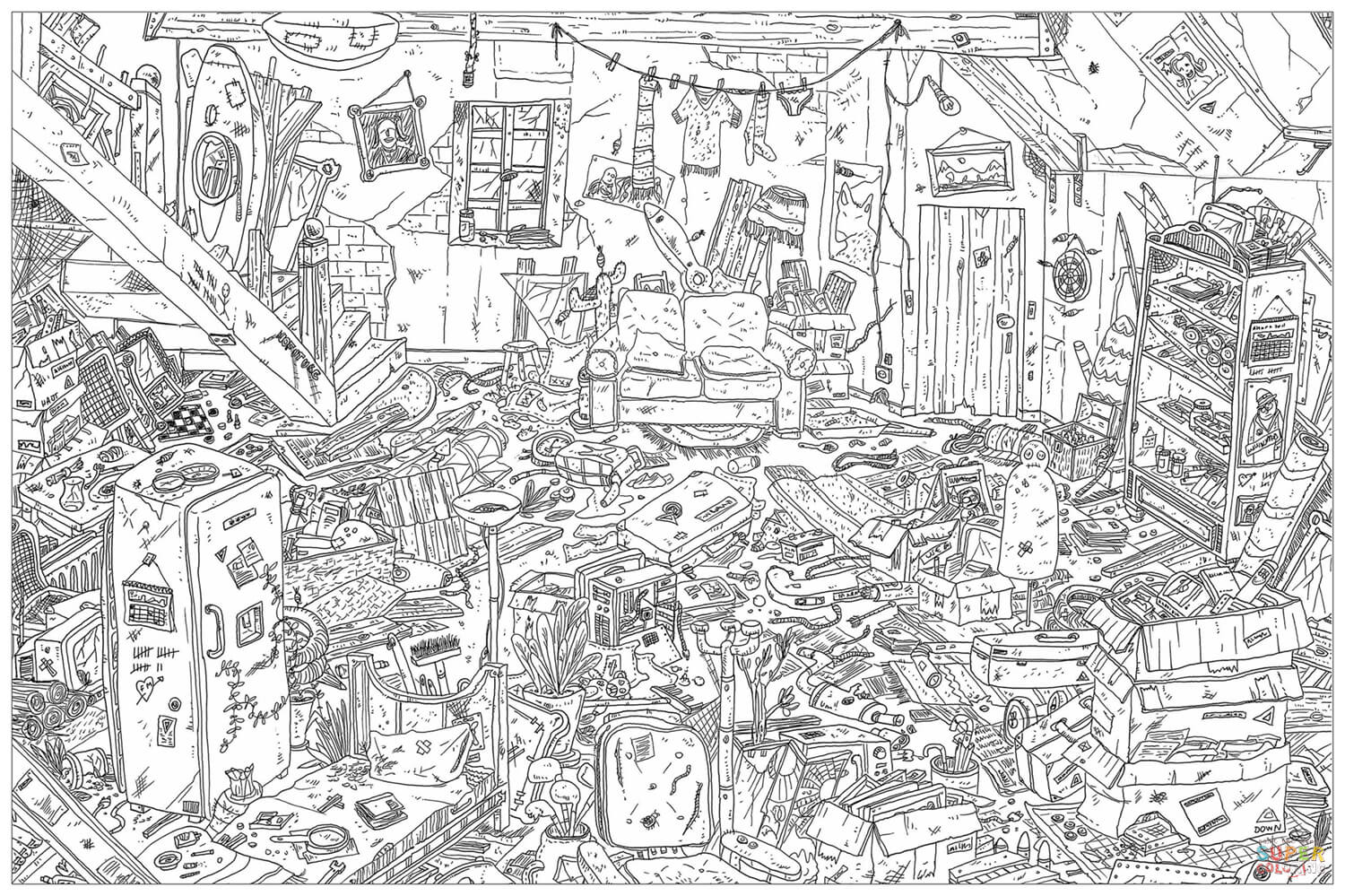 Attic doodle coloring page free printable coloring pages