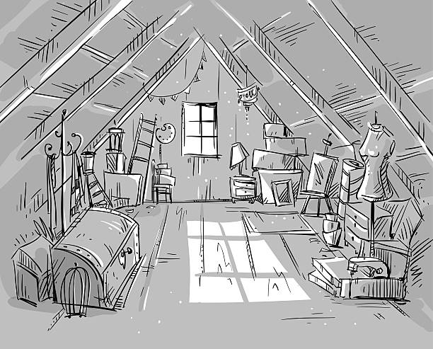 Creepy attic stock illustrations royalty