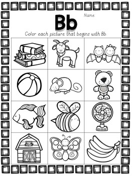 Beginning sounds coloring pages by teaching in china tpt