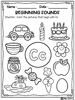 Beginning sounds coloring pages by miss cherry tpt