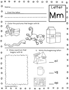 Beginning sounds worksheets letter sounds printables tpt