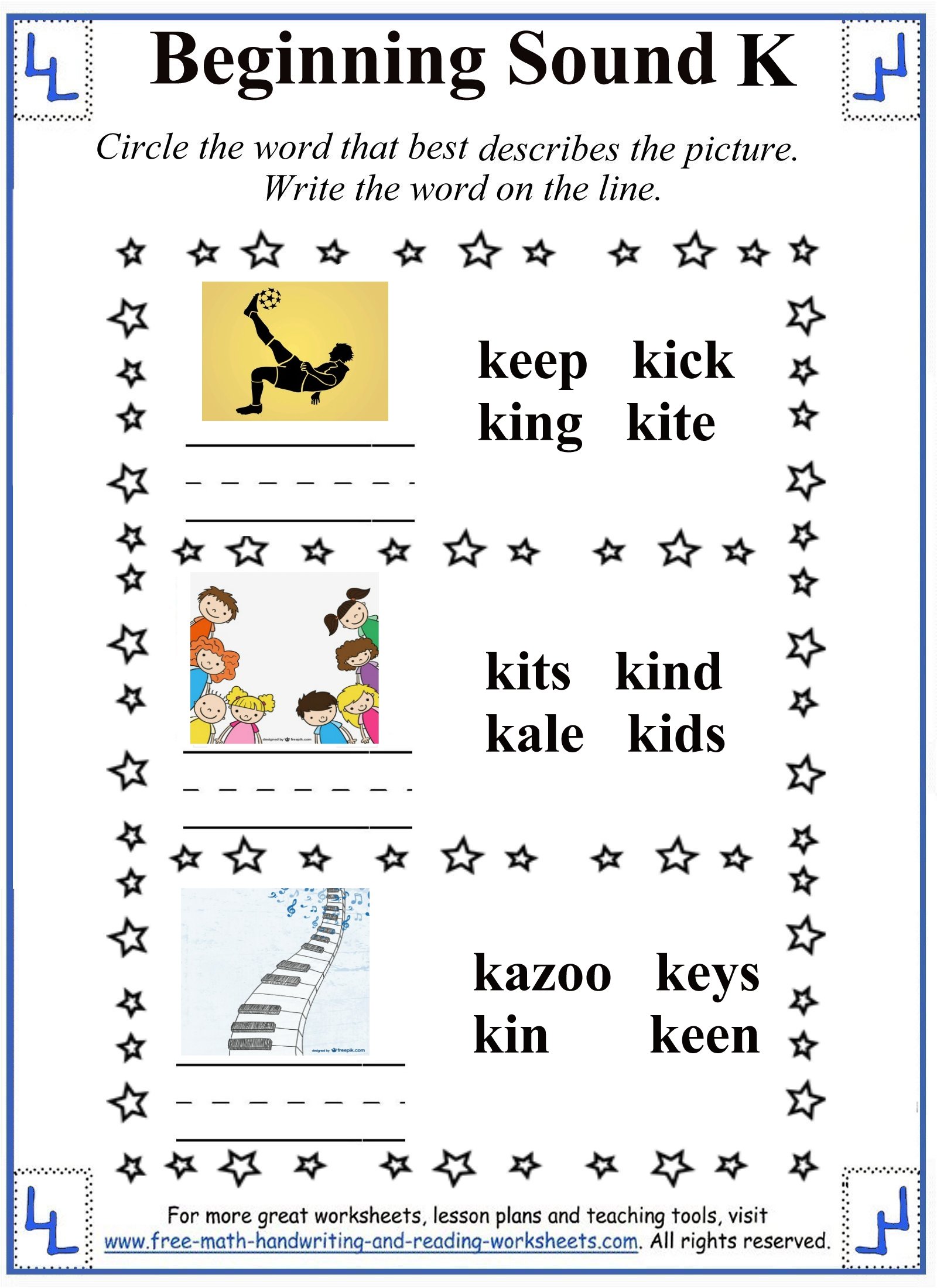 Letter k worksheets activities