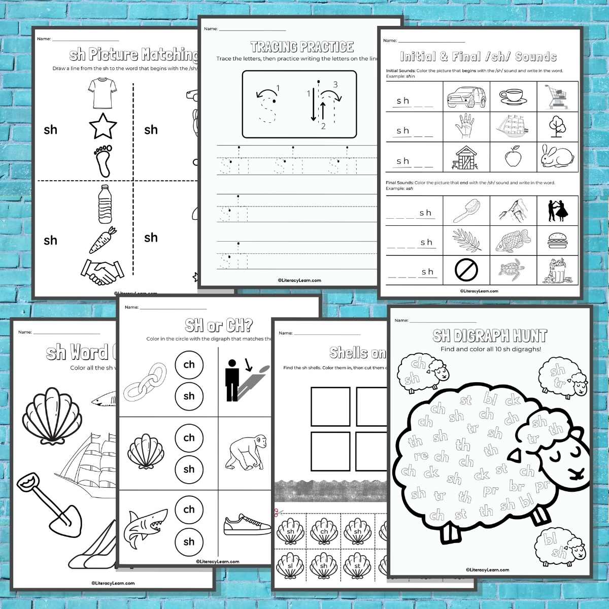 Sh worksheets for digraph learning