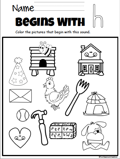 Beginning sounds coloring worksheets