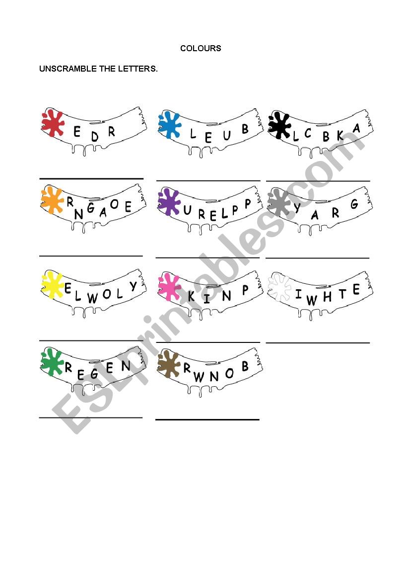 Colours unscramble the letters