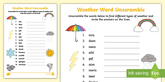 Weather word unscramble