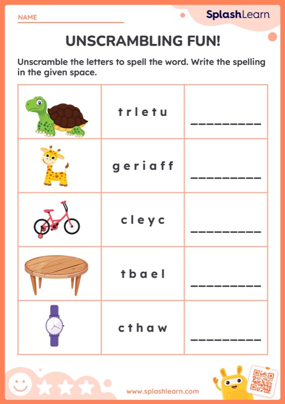Unscramble and spell the words