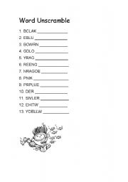 Colors word unscramble
