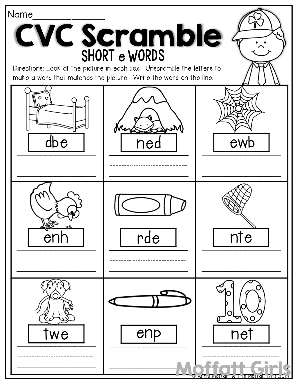 The moffatt girls st patricks day no prep packets cvc words worksheets cvc words cvc worksheets