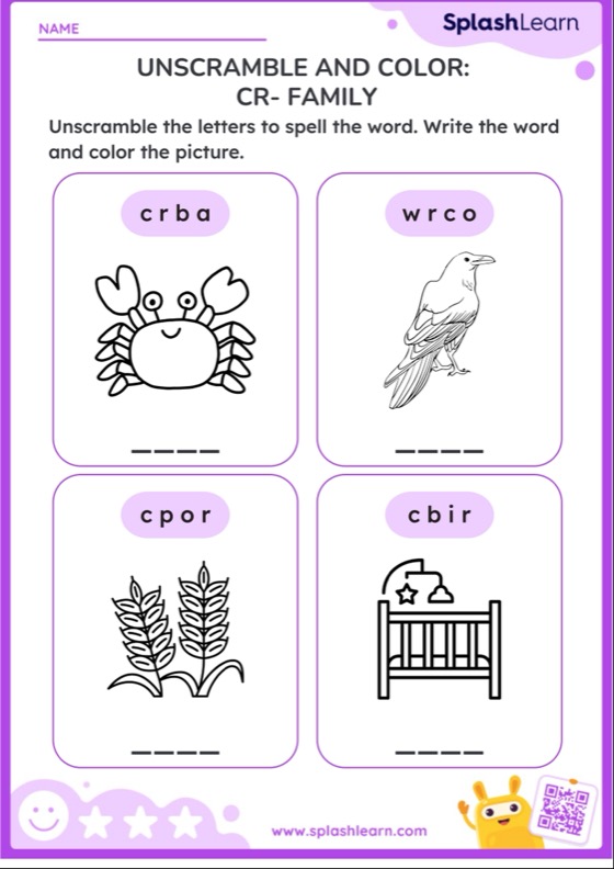 Unscramble and color cr