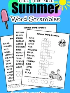 Printable word scrambles for kids