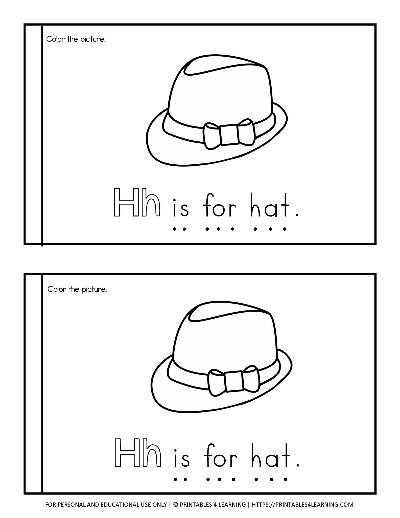 Letter h emergent reader coloring book â printables learning