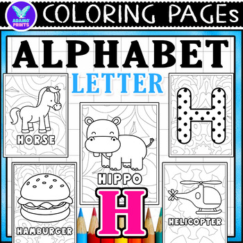 Alphabet letter h vocab coloring page writing paper art ela activities no prep