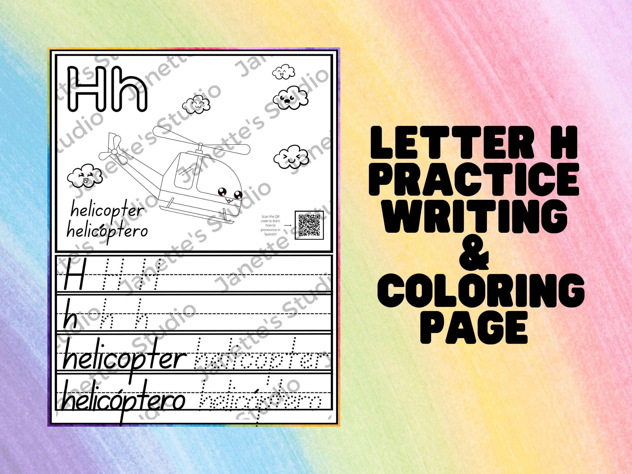 Kawaii friends letter h coloring page cute coloring page abcs digital download practice writing abc coloring page for kids coloring page