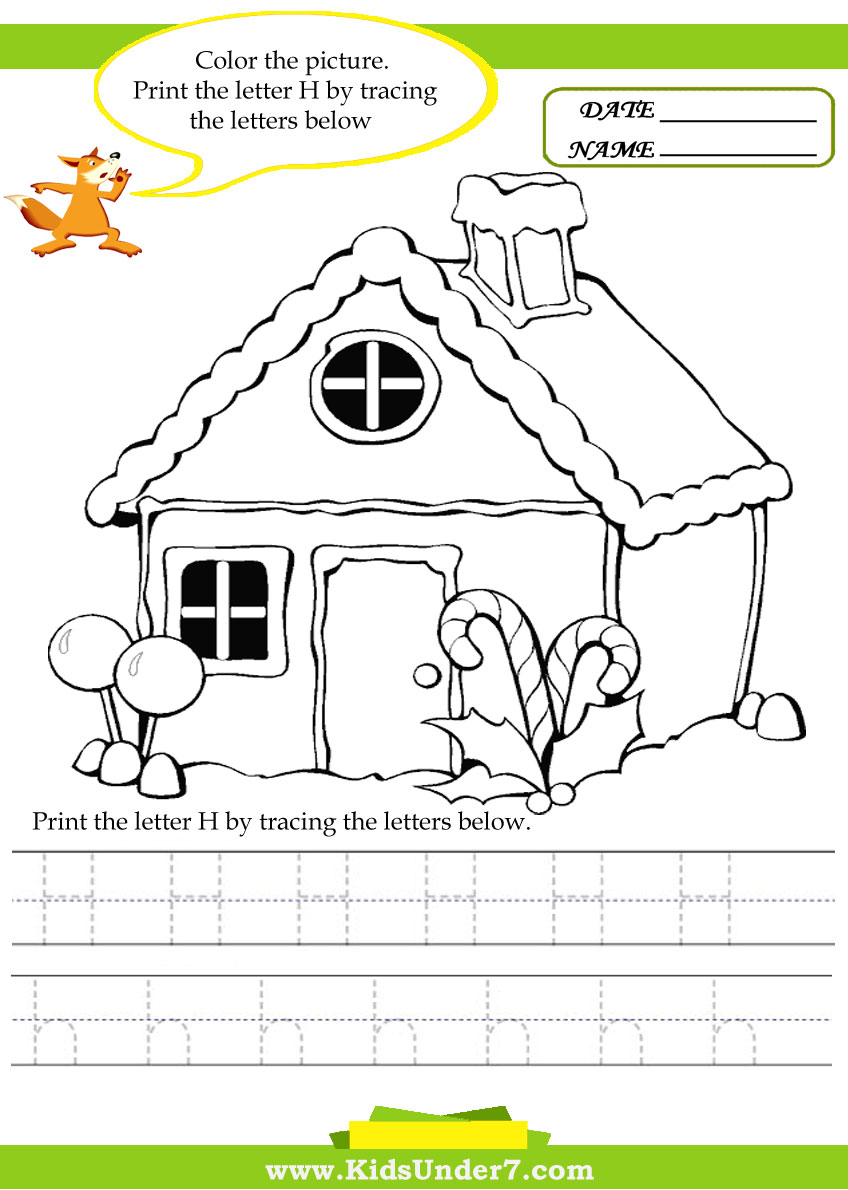Kids under alphabet worksheetstrace and print letter h