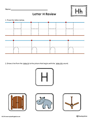Letter h review worksheet color