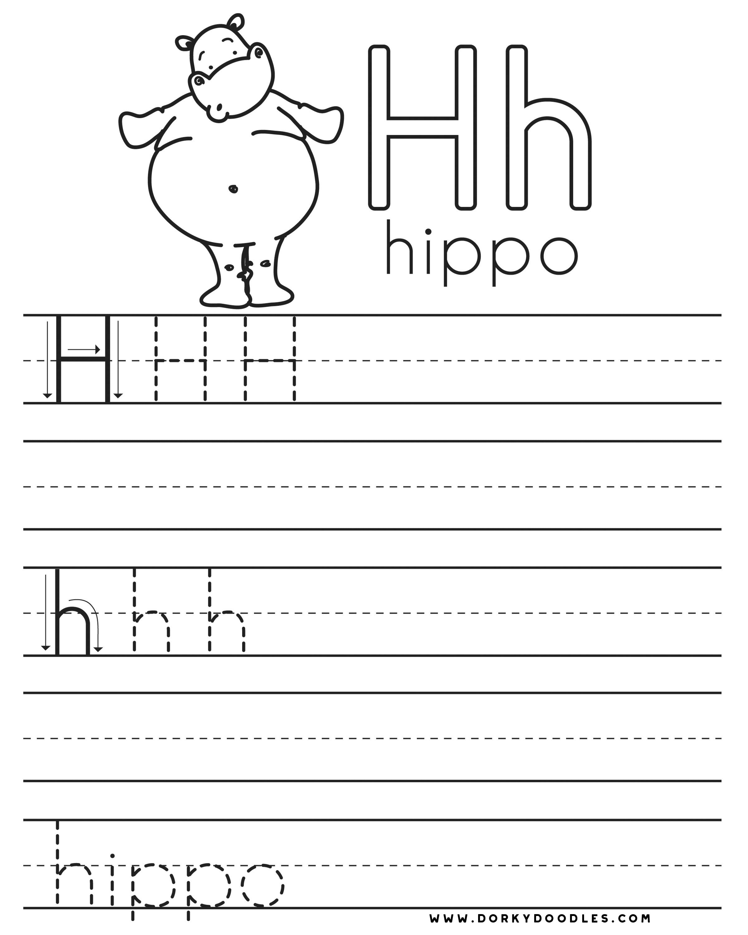 Letter practice h worksheets â dorky doodles