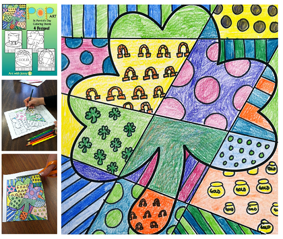 St patricks day coloring pages interactive coloring sheets writing prompts school art projects art classroom elementary art projects