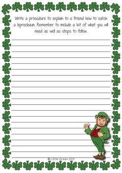 St patricks day writing prompt worksheets by little green tpt