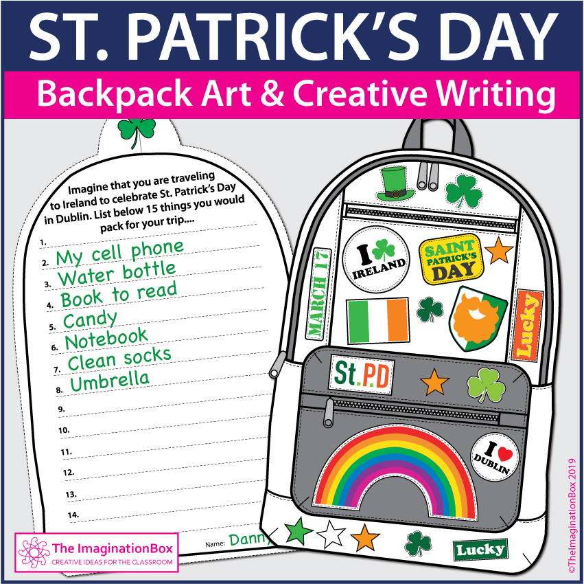 St patricks day coloring pages design a backpack