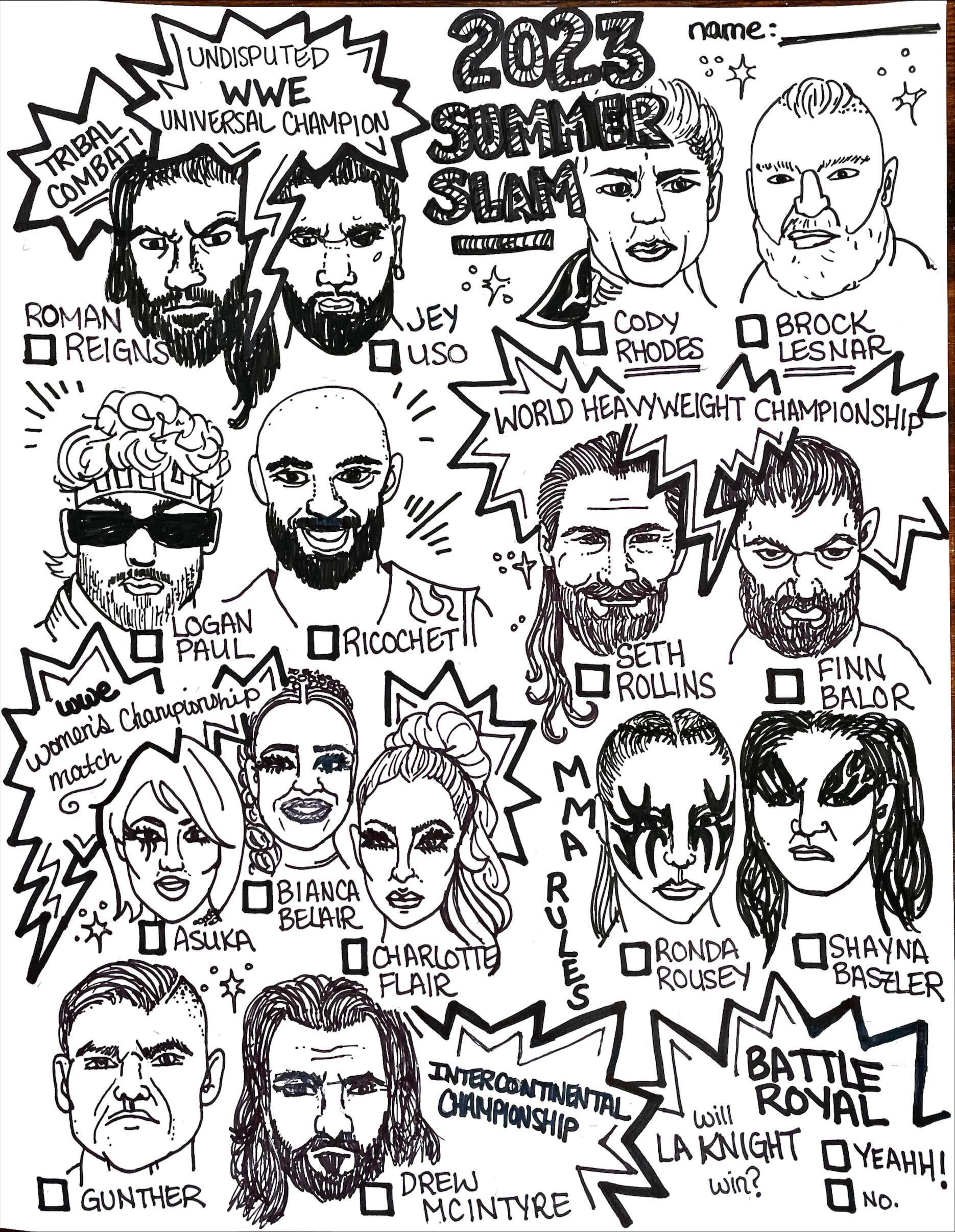 Summer slam pick em sheet rwwe