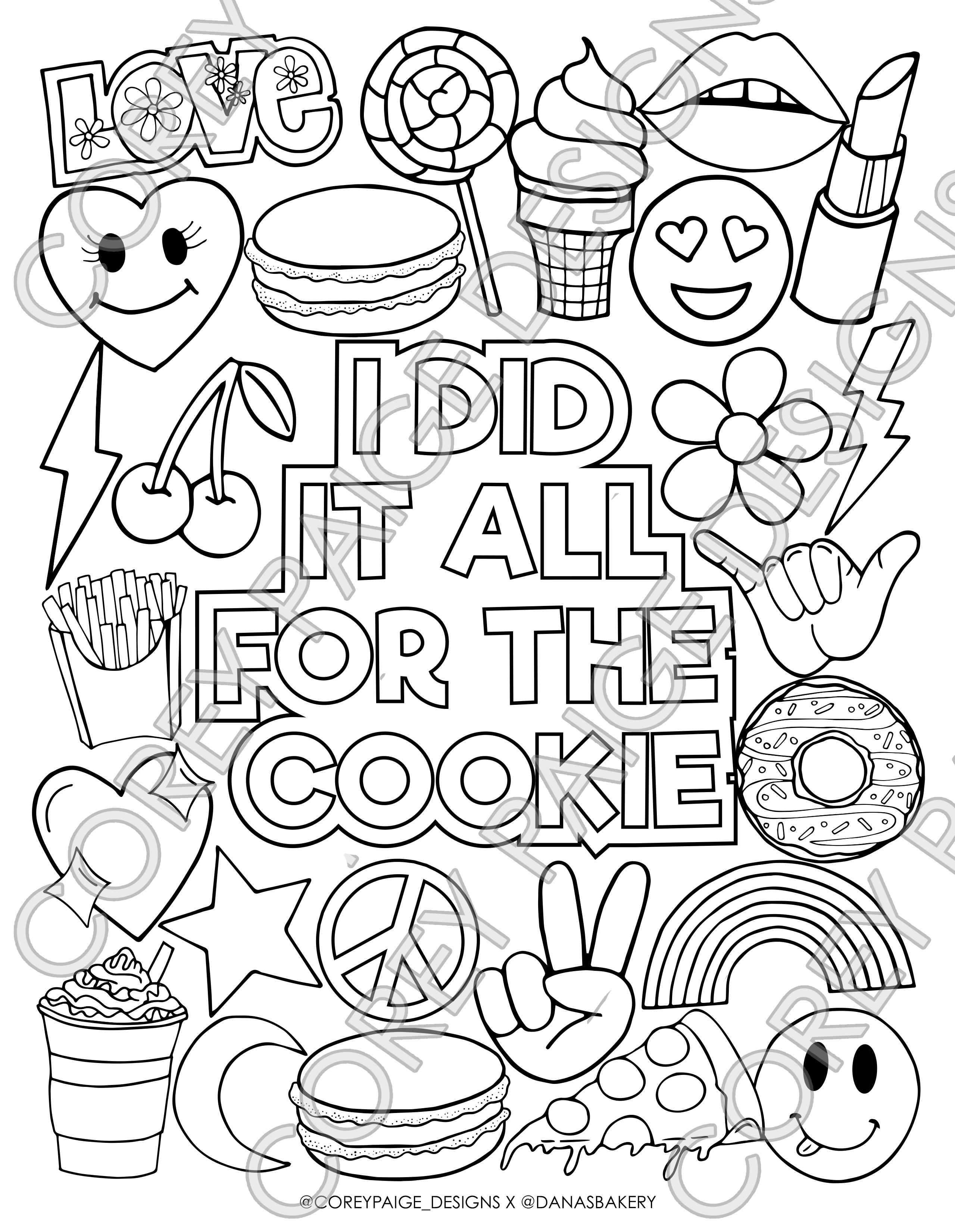 Corey paige x danas bakery coloring sheet pack love coloring pages adult coloring book pages coloring book pages