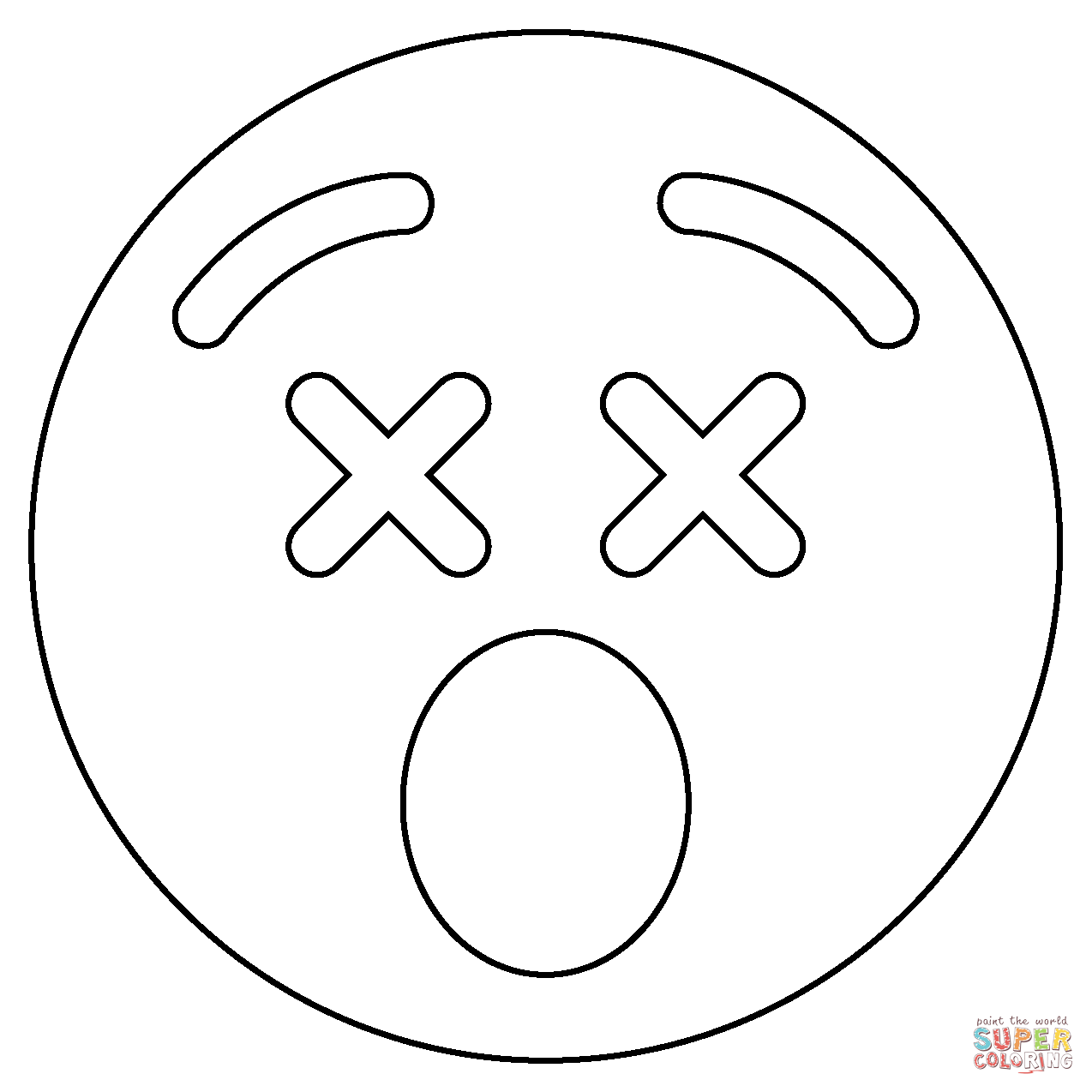 Face with crossed out eyes emoji coloring page free printable coloring pages