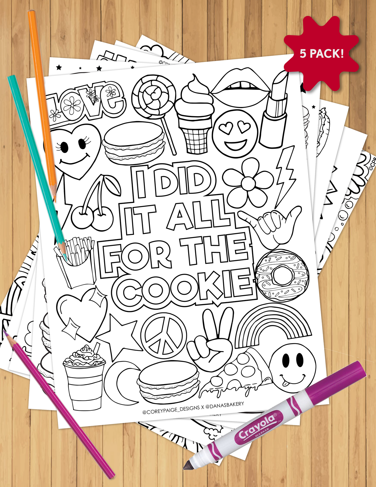 Corey paige x danas bakery coloring sheet pack â