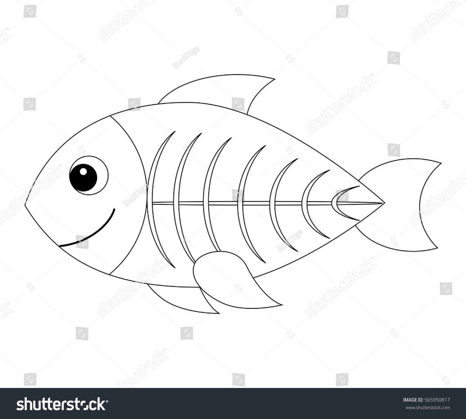 Colorless cartoon xray fish coloring page stock vector royalty free