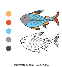 Coloring book xray fish stock vector royalty free