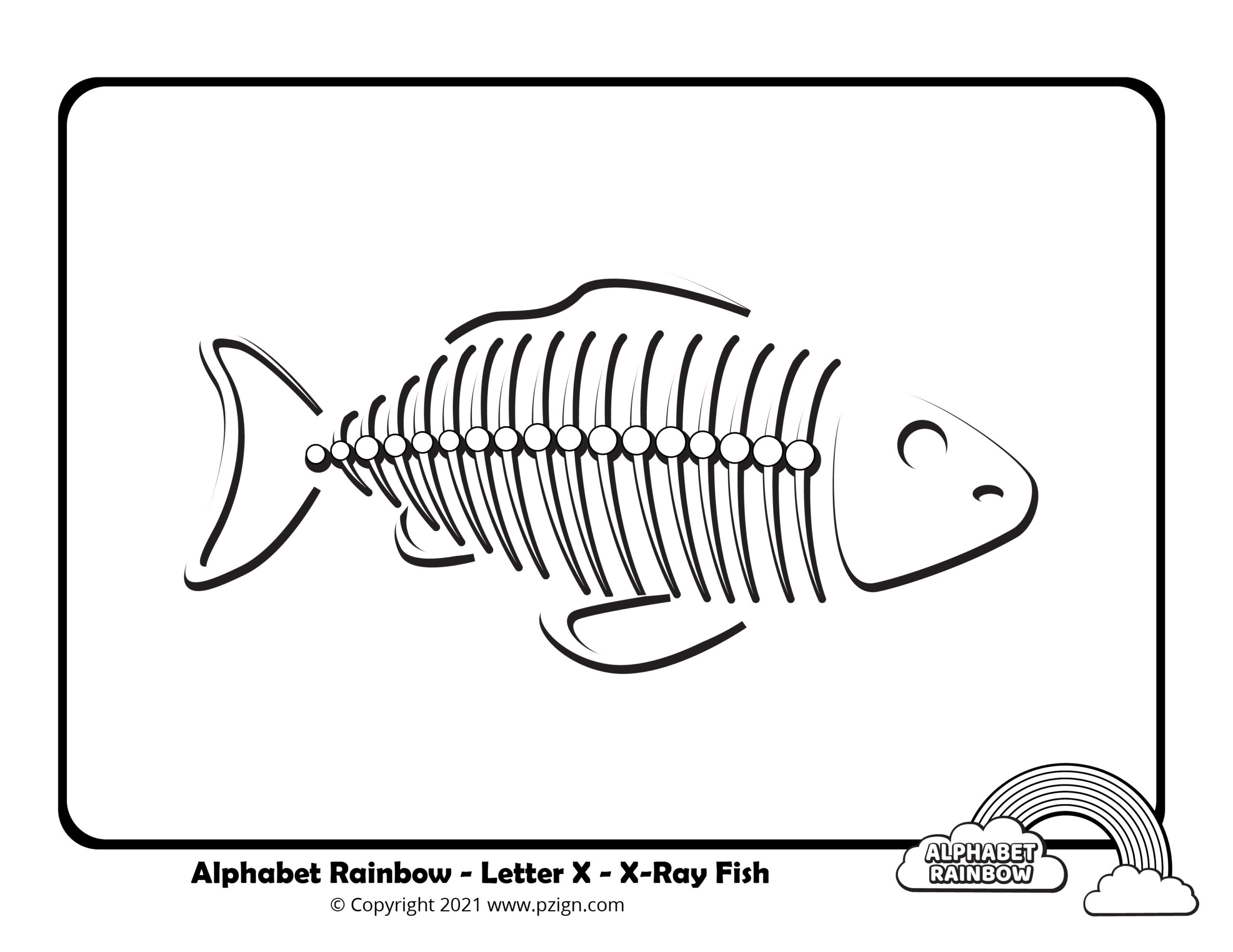 Alphabet rainbow â letter x coloring pages