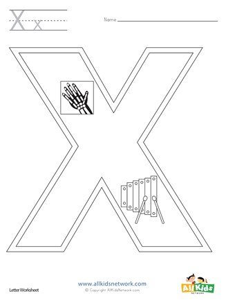 Letter x coloring page all kids network
