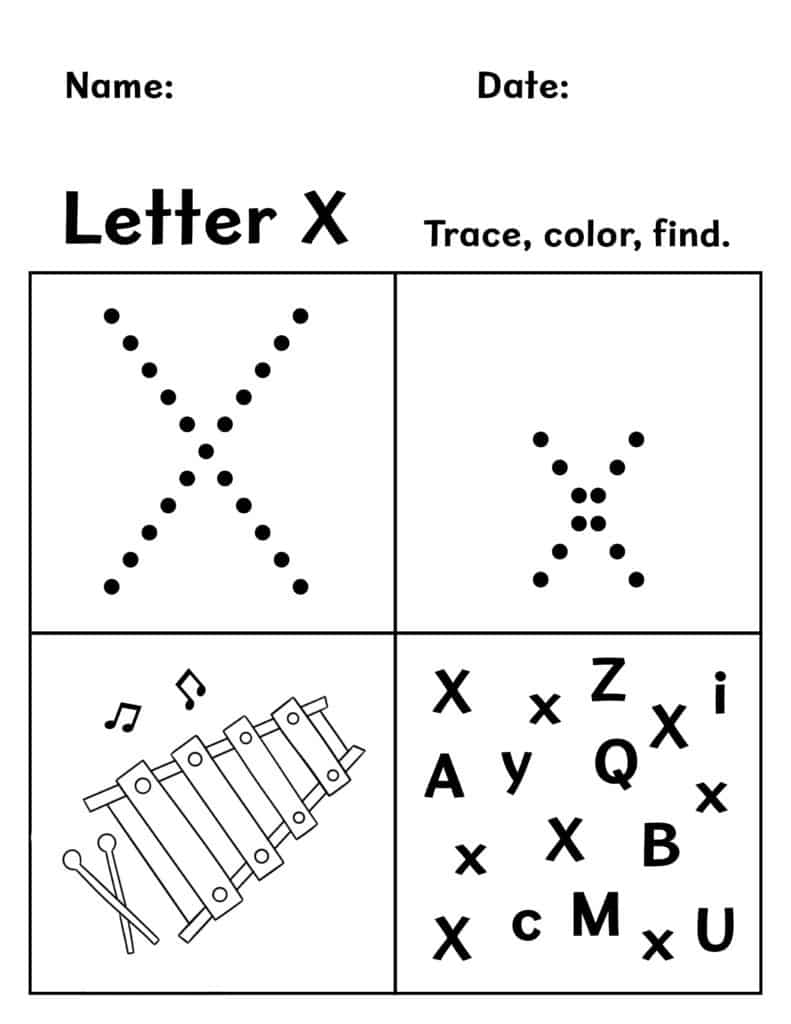 Free letter x worksheets for preschool â the hollydog blog