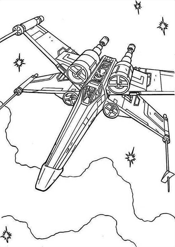 X wing fighter in star wars coloring page