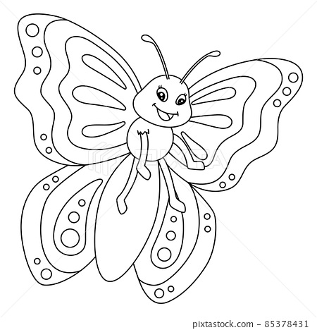 Butterfly coloring page isolated for kids