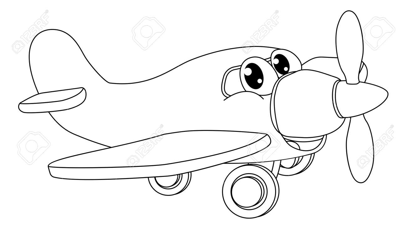 Aeroplane cartoon coloring book plane airplane royalty free svg cliparts vectors and stock illustration image
