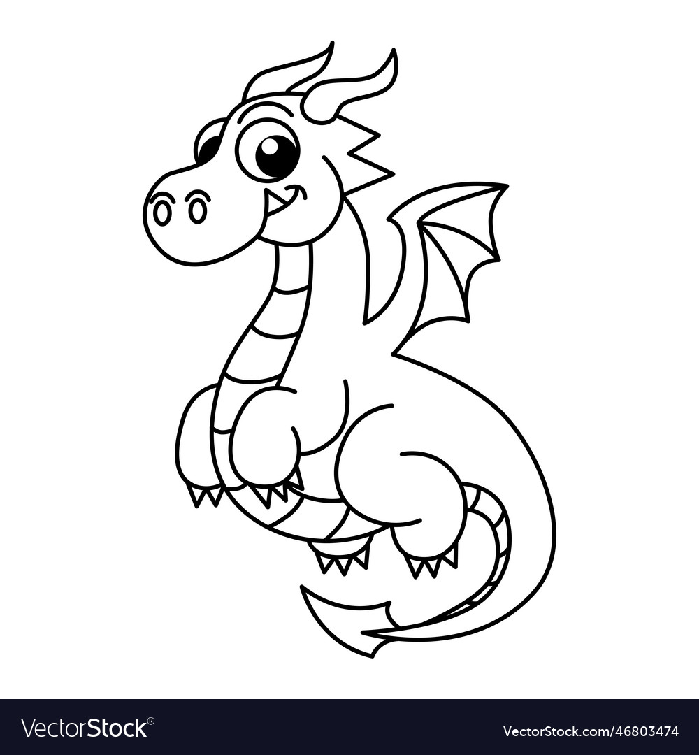 Cute dragon cartoon coloring page royalty free vector image