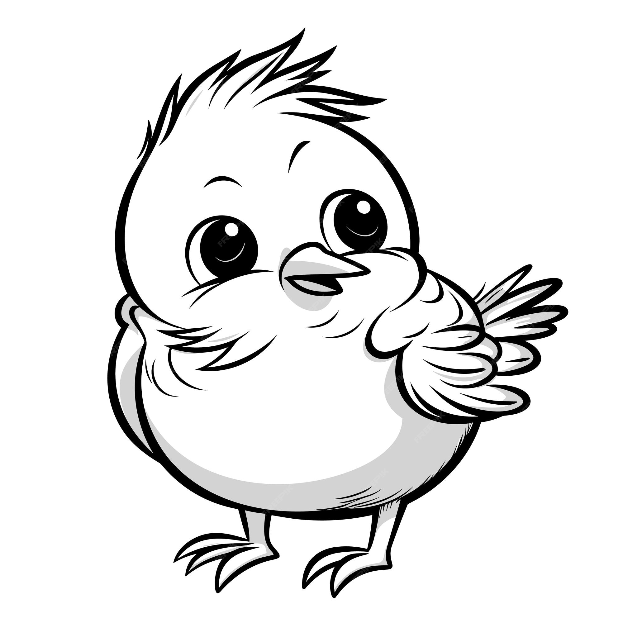 Premium vector hand drawn bird outline illustration cute bird for kids coloring page black and white