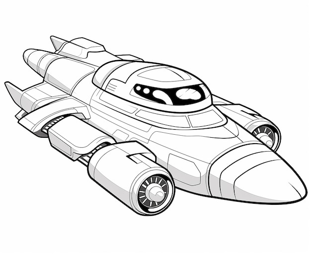 Premium ai image spaceship coloring page