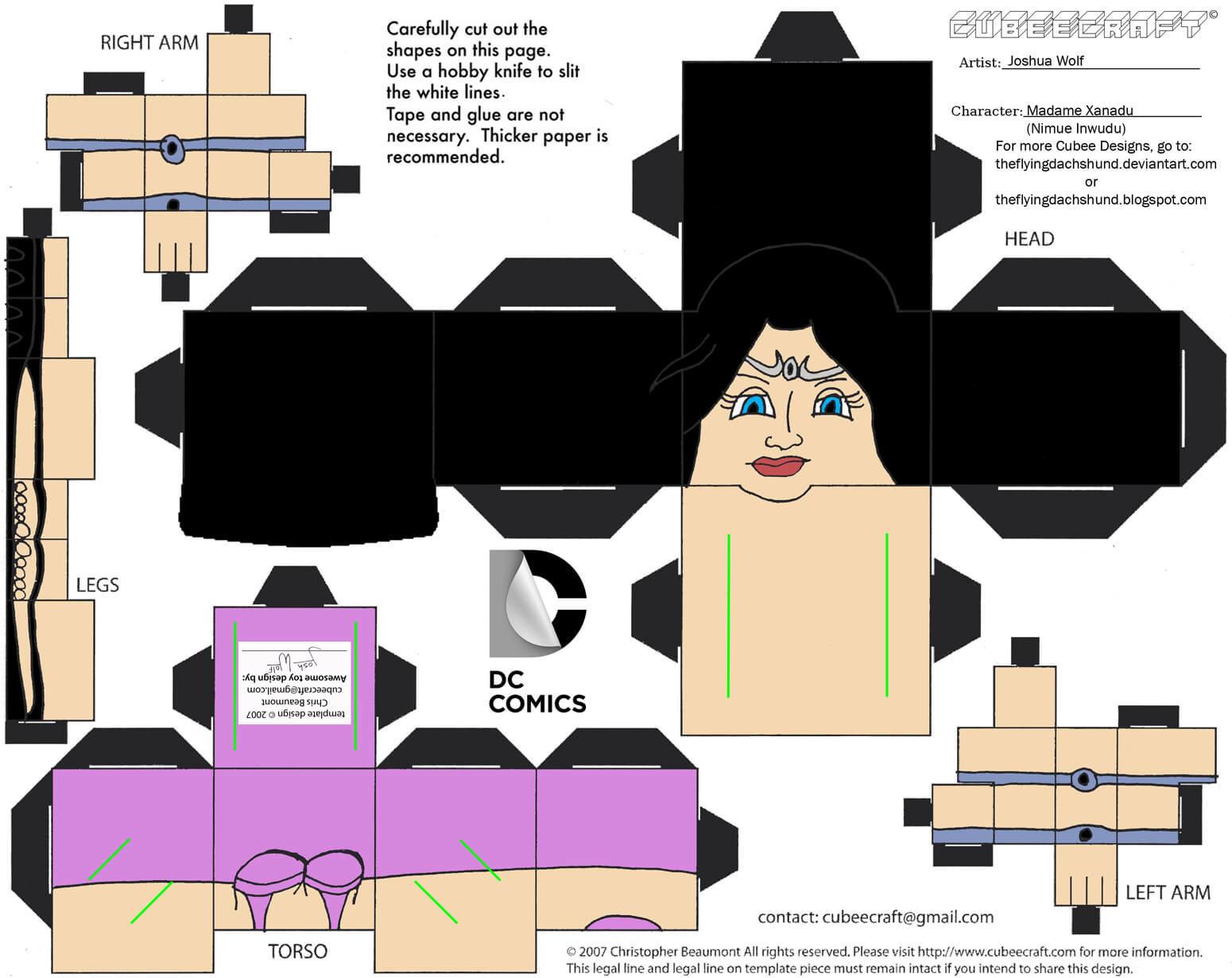 Madame xanadu from dc paper toy free printable papercraft templates